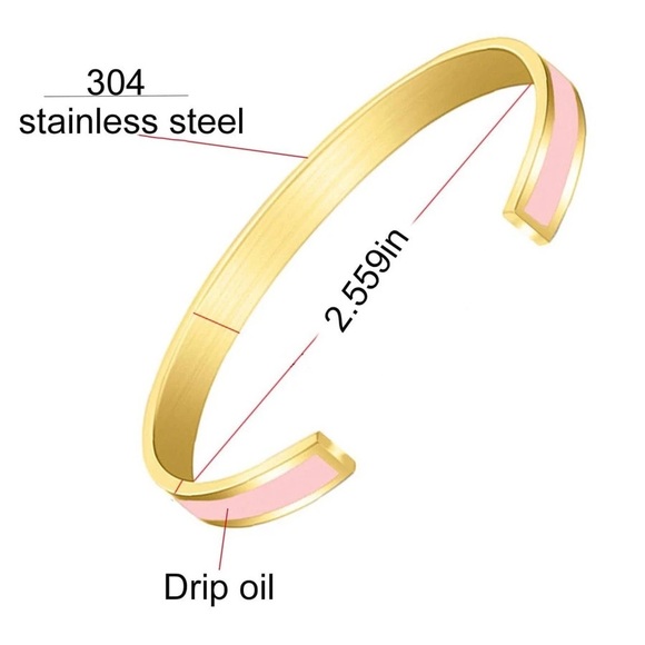 ✨Gold Trim Cuff Classic Square Enamel Pink Waterproof Bracelet - Picture 4 of 4